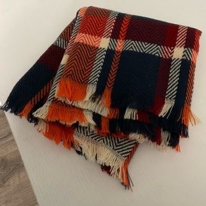 Shades of Fall Infinity Scarf, Navy and Orange.